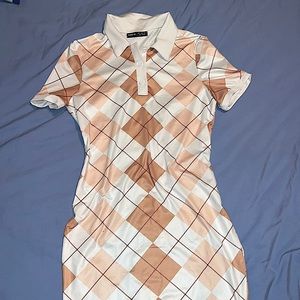 BROWN&WHITE T-SHIRT DRESS
